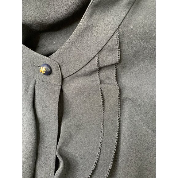 Tory Burch Womens Ruffle Front Shirt Dress Size 6 Navy Polyester RX10455 Shift - Picture 12 of 13